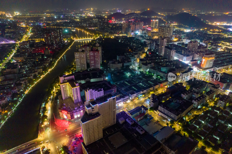 江苏徐州城市夜景航拍图