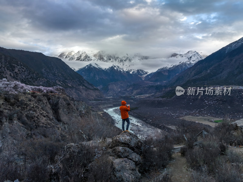 西藏林芝索松村南迦巴瓦峰雪山航拍