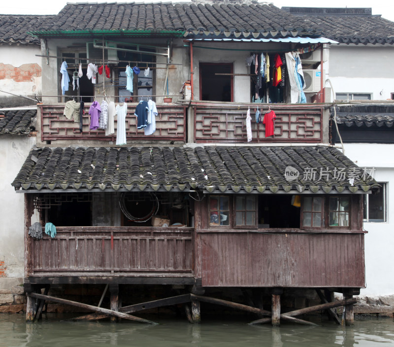 江南水乡古镇临水古建筑景观