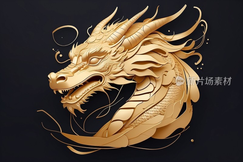 中国风国潮金色浮雕龙中国龙图标