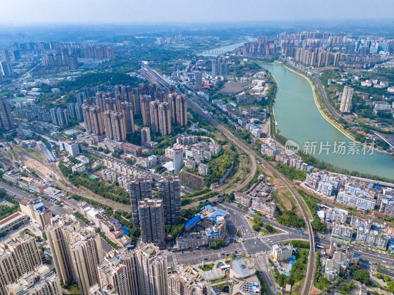 内江城市河流城市建设航拍图