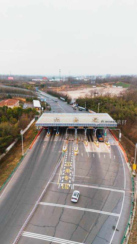 安徽六安西高速入口公路立交桥航拍全景