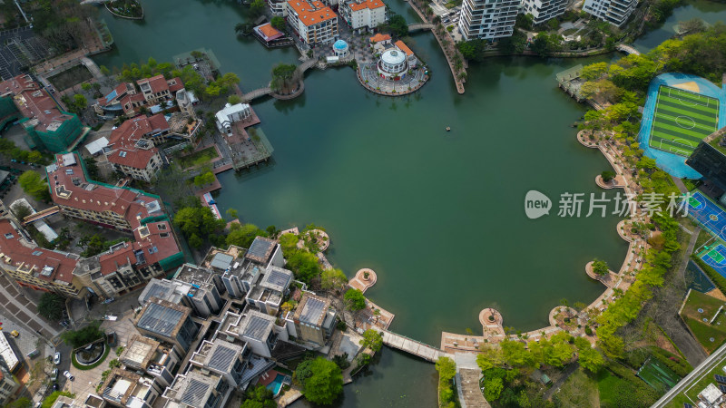 航拍深圳大梅沙内湖公园风景