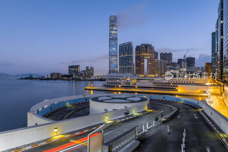 香港维多利亚港CBD中环日出夜景繁华都市