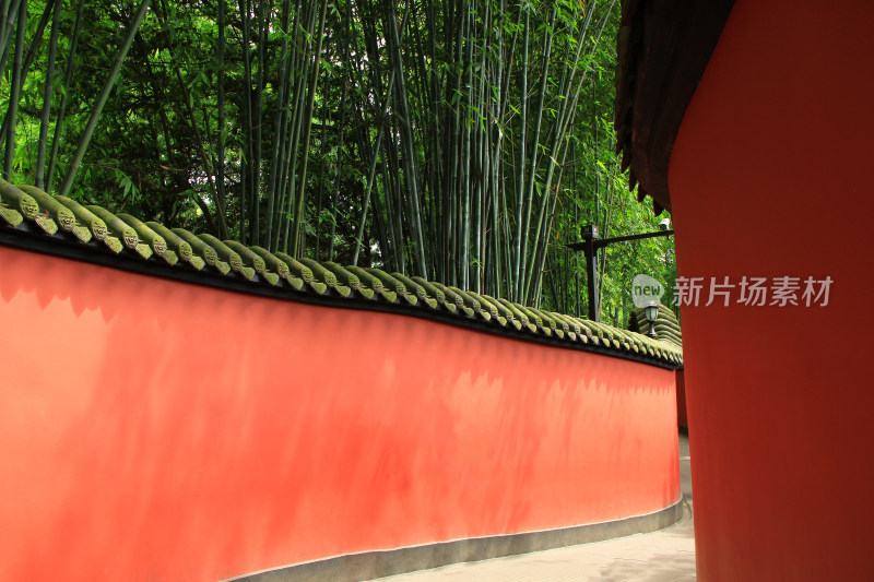 成都武侯祠的红墙绿竹