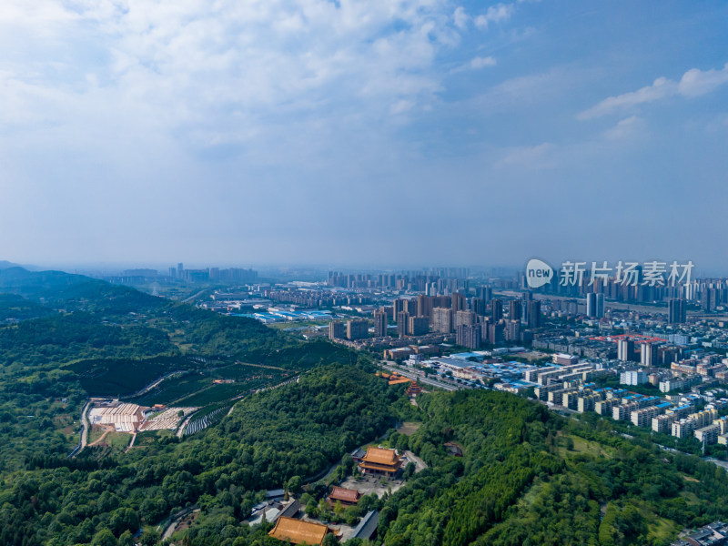 四川德阳城市绿化建筑航拍图