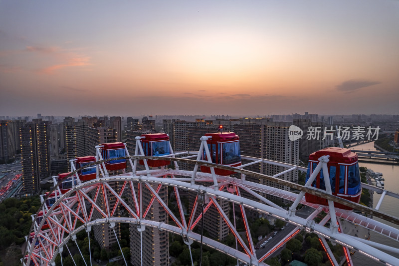 天津之眼摩天轮城市夜景航拍