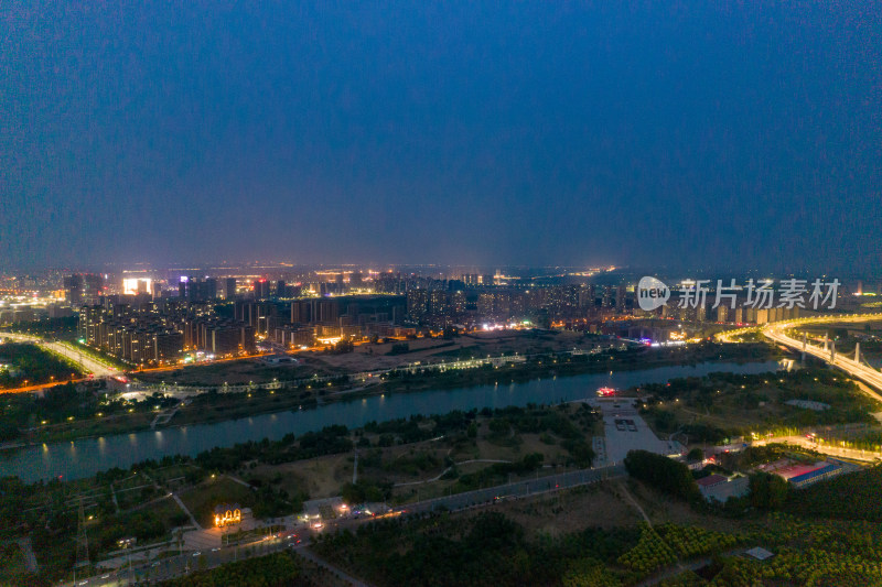 湖北襄阳大景夜景灯光航拍摄影图