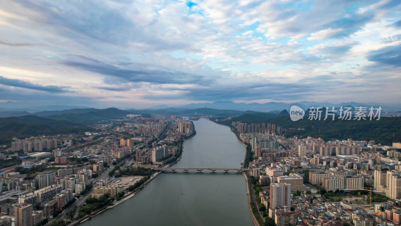 广东韶关城市风光两岸建筑航拍