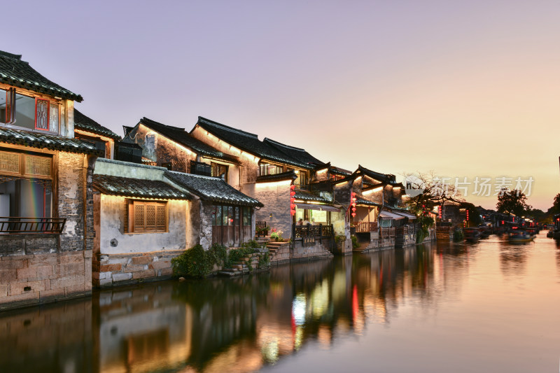 江南水乡西塘古镇景区夜景