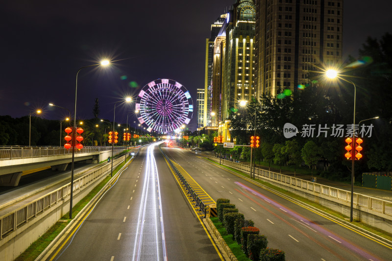 南昌摩天轮城市建筑夜景风光