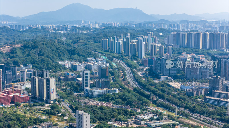 深圳龙华区城市风光航拍图