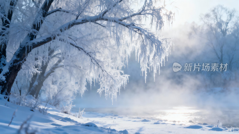 冬日雪景树挂雾凇景观