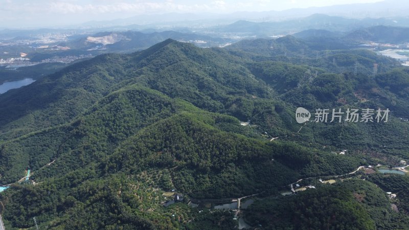 航拍广东省东莞市清溪镇城市风光