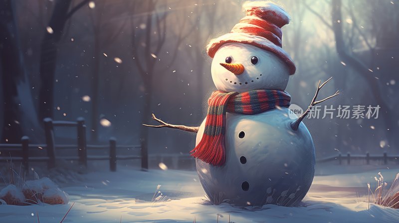 3D卡通有趣的圣诞节雪人