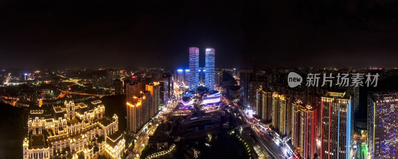 贵州镇远古镇夜景全景图航拍