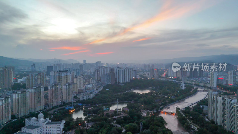 青海西宁大景西宁建设航拍