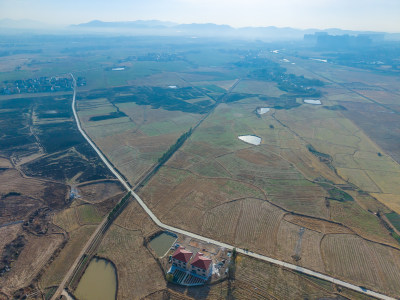 乡村田野航拍全景