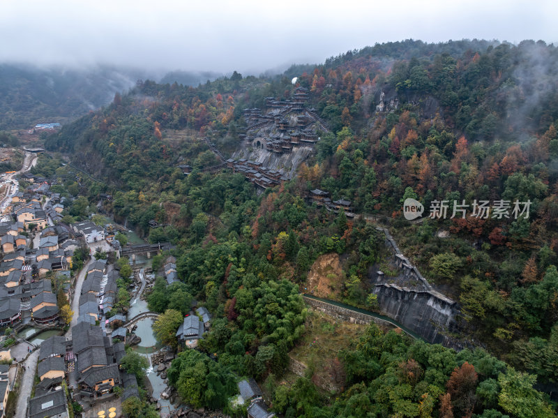 江西上饶网红景点望仙谷仙境云雾缭绕航拍