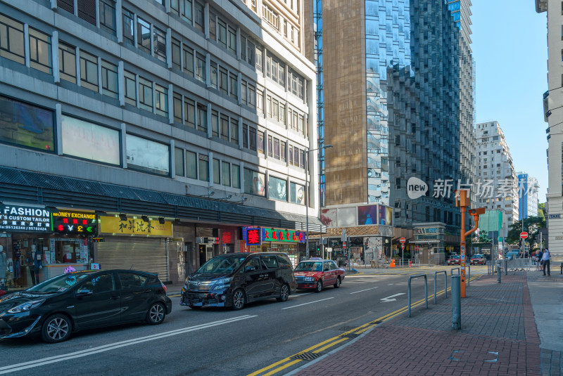 香港尖沙咀城市街道公路与高楼建筑景观