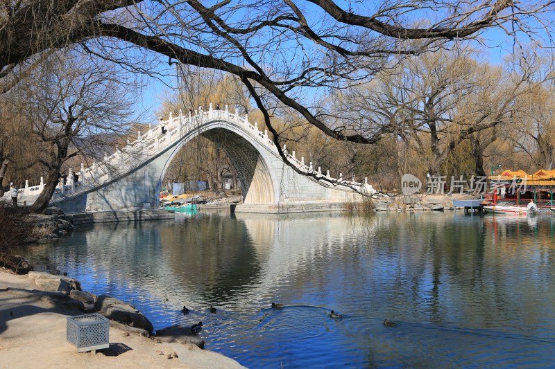 颐和园冬日湖景与古建筑