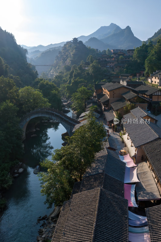 江西上饶网红景点望仙谷日出蓝调灯光航拍