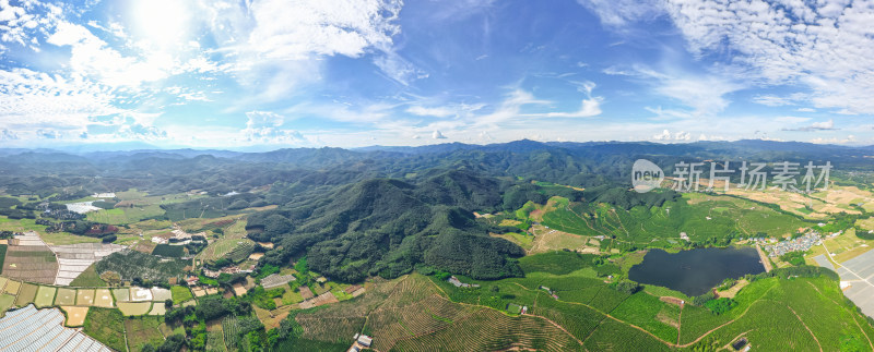 航拍云南西双版纳乡村田园风光全景图