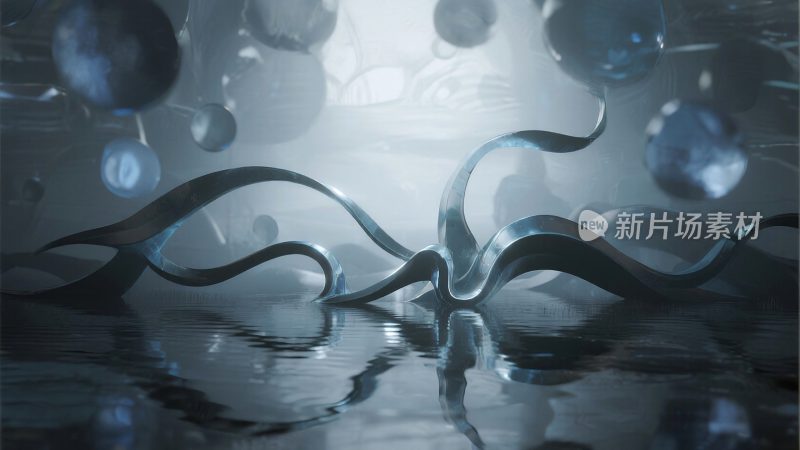 抽象蓝色动态光影背景画面