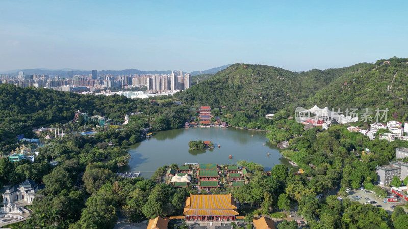 航拍广东珠海圆明新园