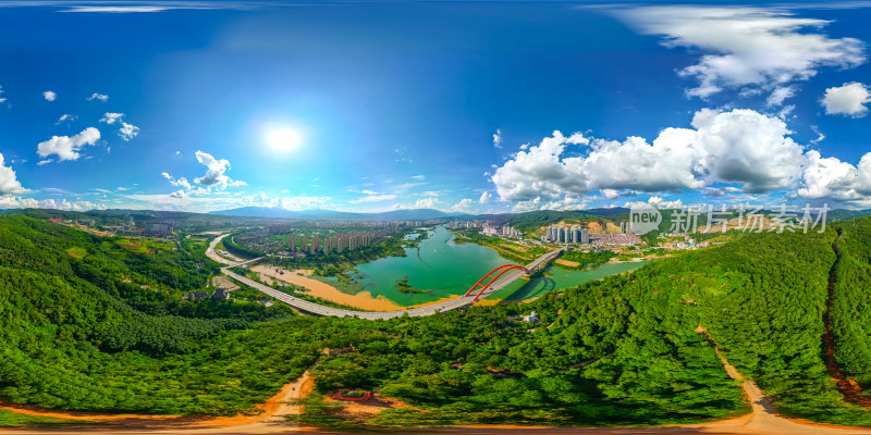 航拍西双版纳景洪市城市风光全景图