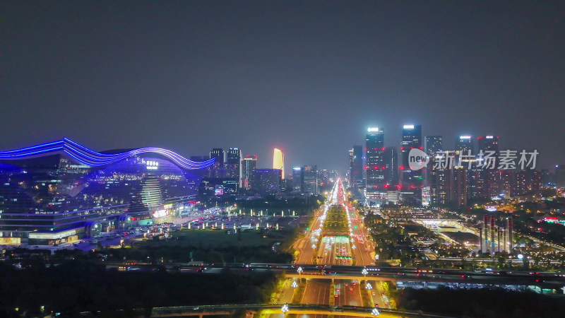 航拍四川成都环球中心夜景