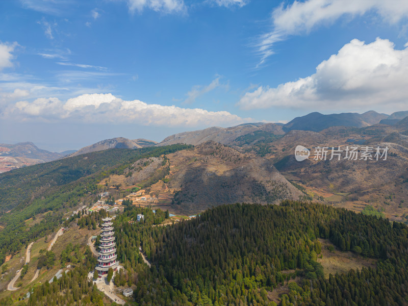 航拍云南个旧老阴山景区