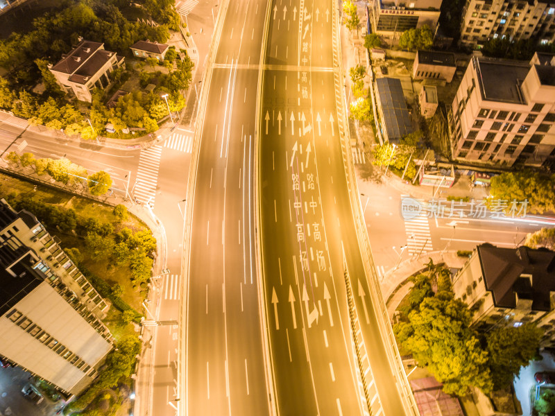 中国上海城市脉络夜景航拍