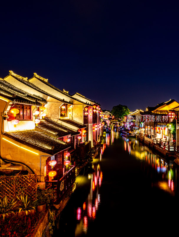 苏州七里山塘山塘街夜景夜色