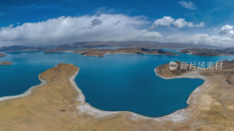 西藏山南羊卓雍措圣湖神湖蓝色高空航拍