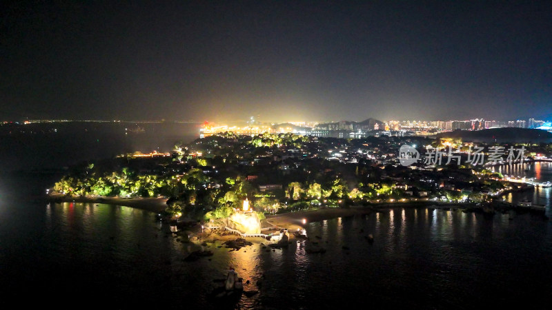 福建厦门鼓浪屿夜景航拍