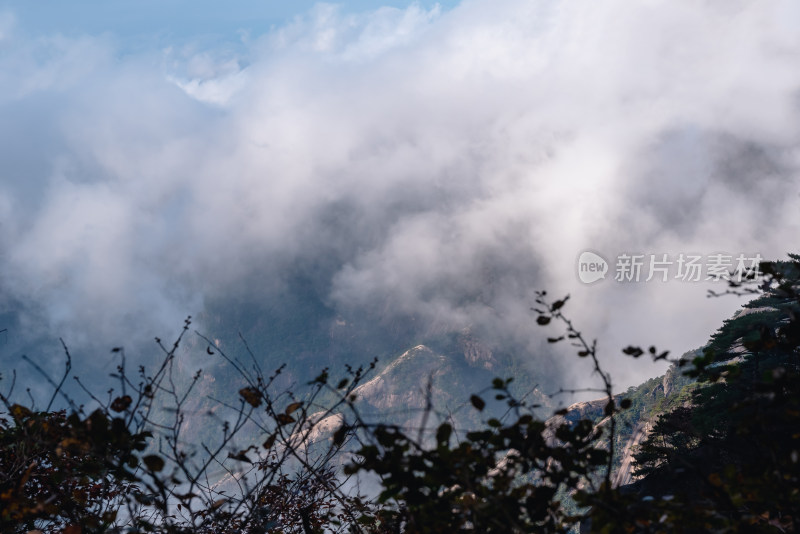 云雾下，安徽黄山风景区风光