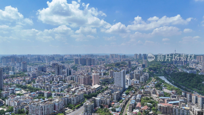 航拍四川自贡大景自贡城市建设摄影图