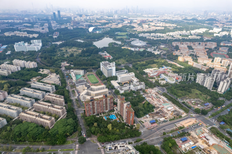 广州郊区城市建设航拍摄影图