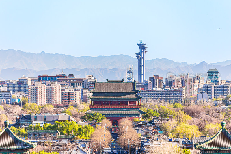 北京东城区景山上向北远观北京中轴线