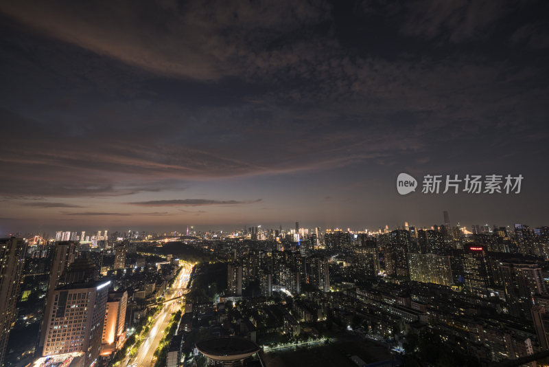 夜幕下灯火辉煌的武汉城市夜景全景