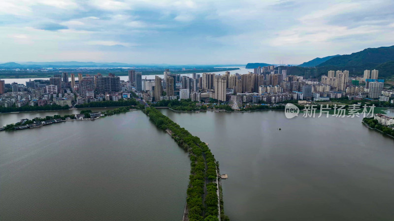 航拍湖北黄石磁湖风景区