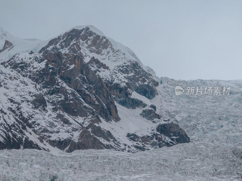 西藏那曲地区布加雪山冰川冰湖高空航拍