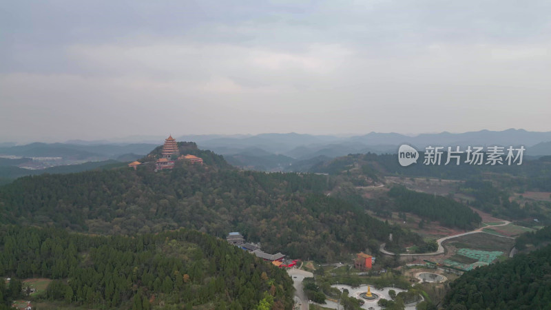 航拍四川遂宁观音故里灵泉寺