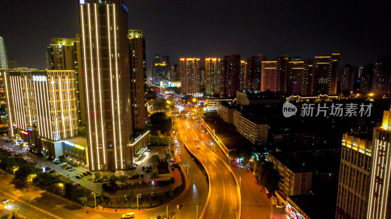 天津城市风光夜景航拍