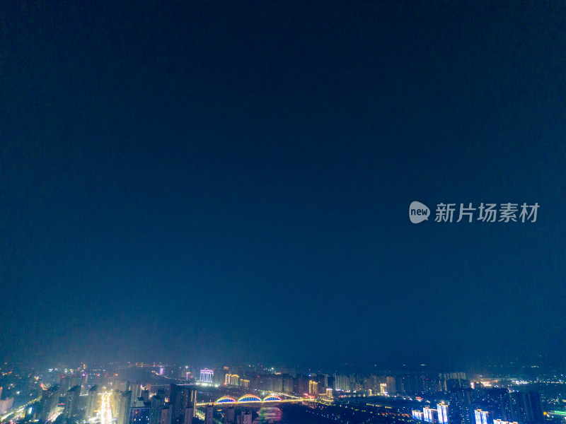 陕西宝鸡城市夜景灯光航拍图