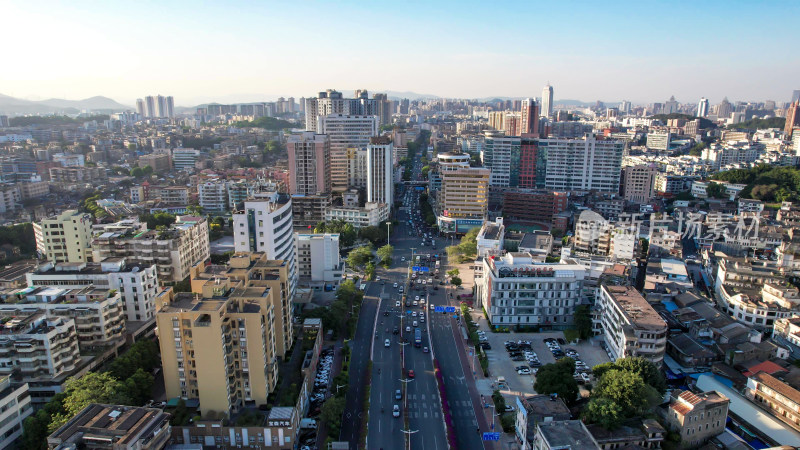 航拍广东江门城市建设图