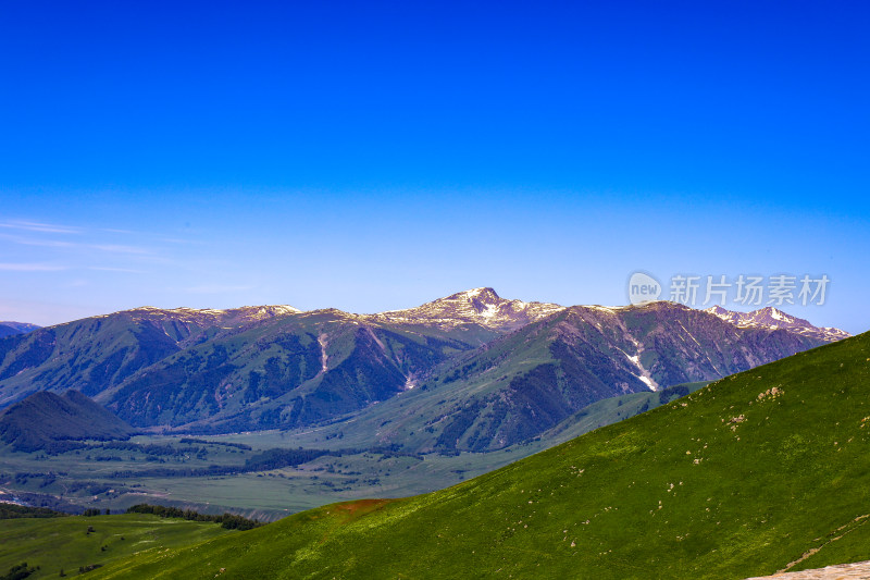 春季新疆大自然山河雪山草原风光