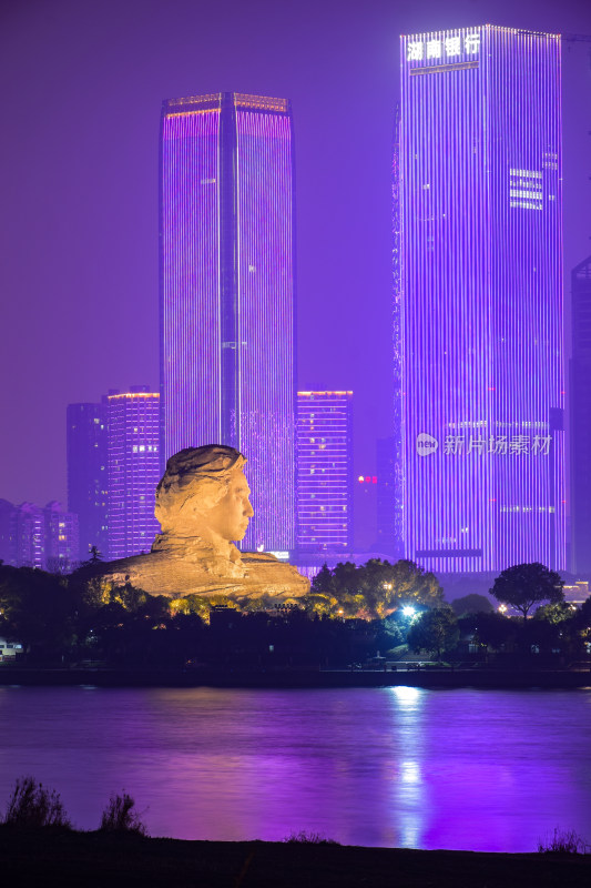 长沙橘子洲头夜景城市风光