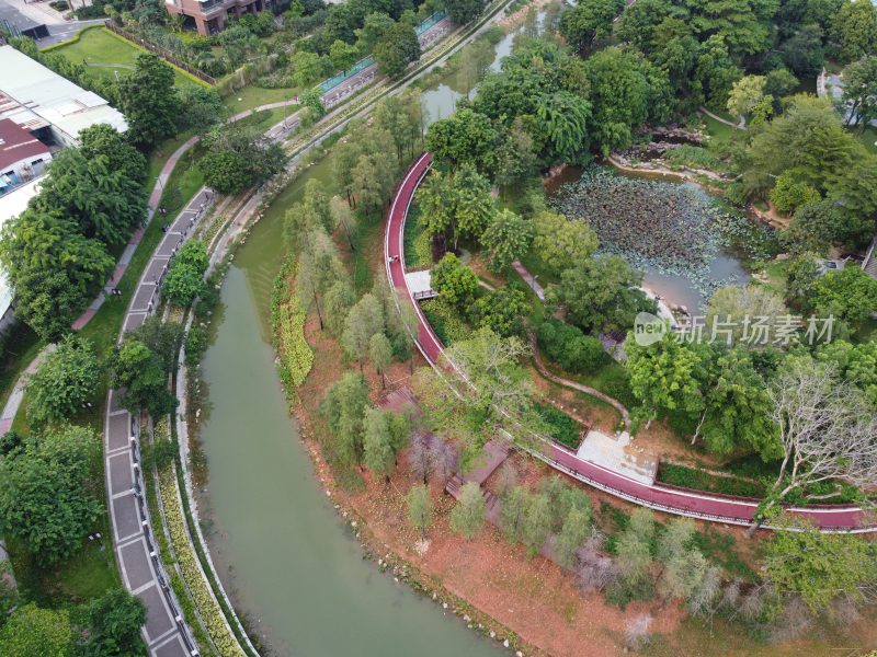 航拍广东省东莞市清溪镇城市风光